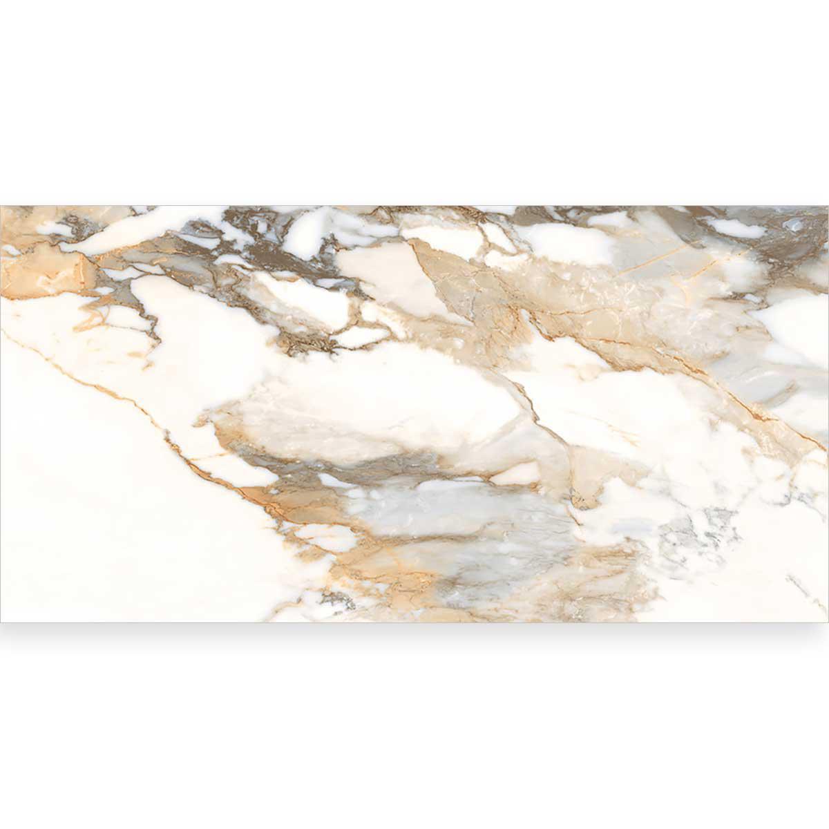 Rectangle Crash Beige 24x48 Matte Calacatta Porcelain Tile | Happy