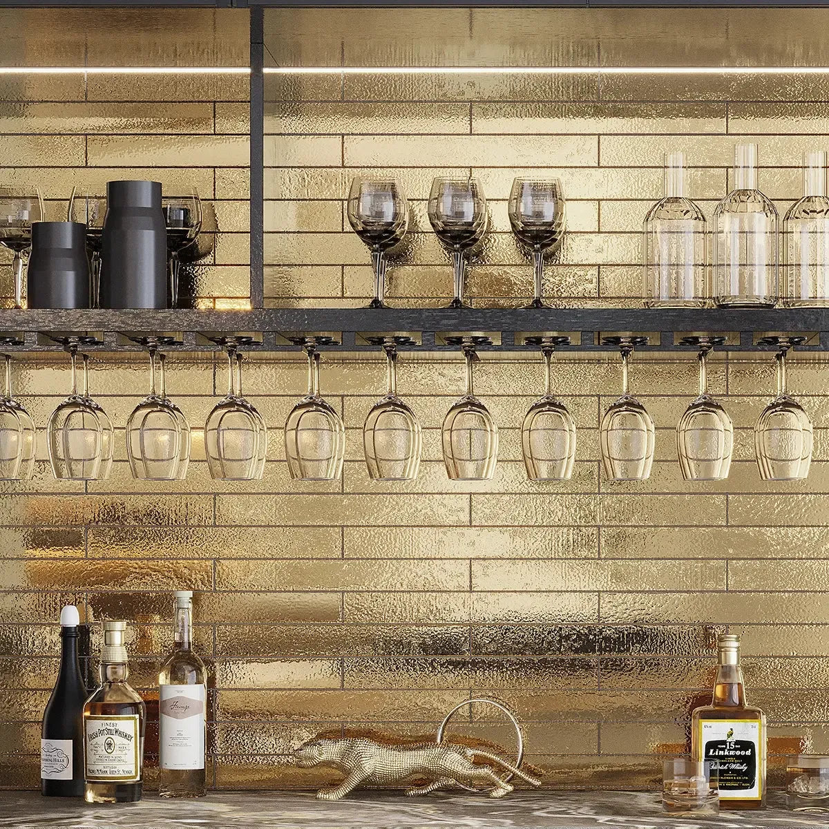 Colobric Glossy Gold 2x16 Ceramic Tile | Tile Club